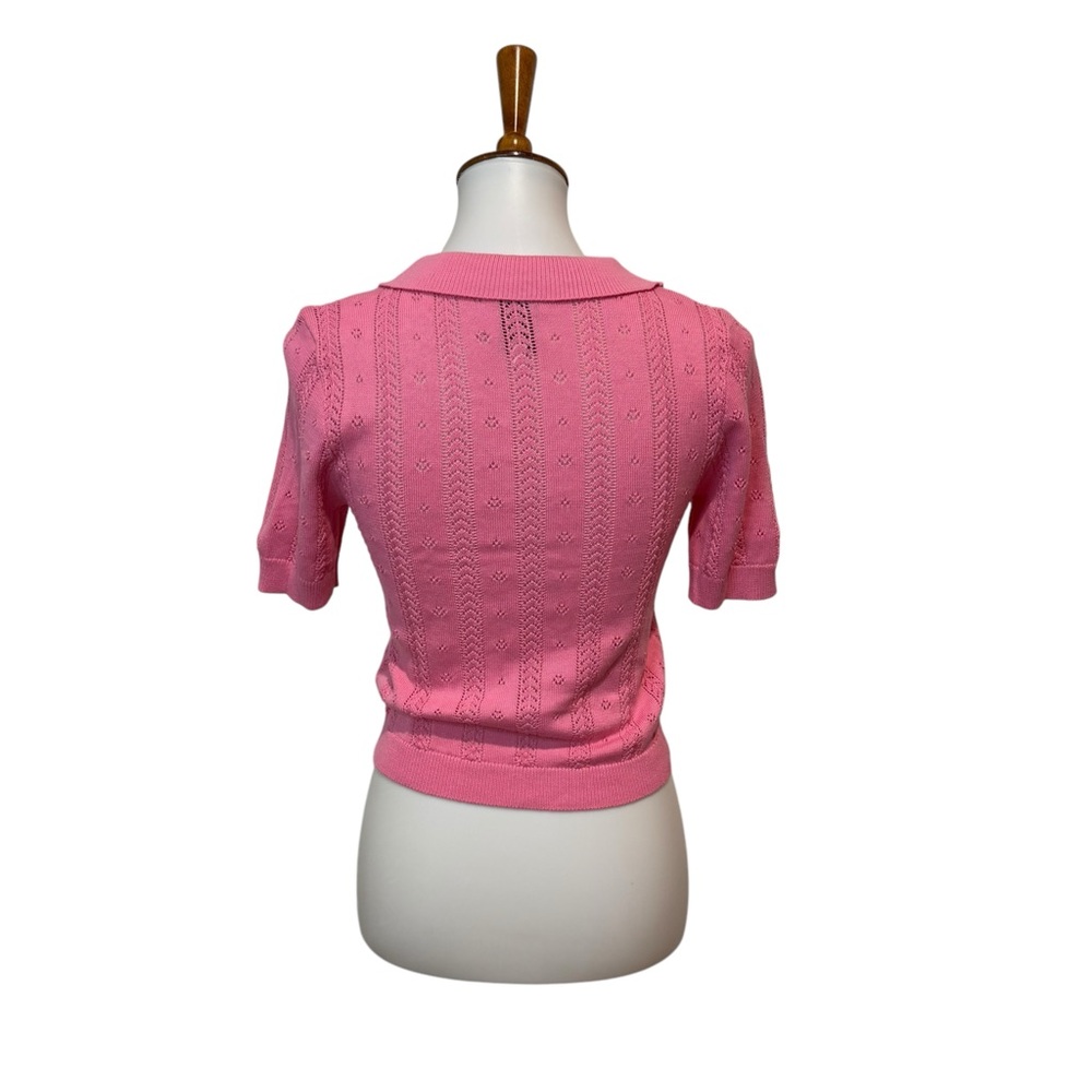 Lili Sidonio Short Sleeve Knit Top Pink Size XS - Picture 2 of 4